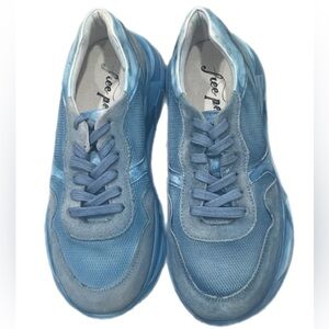 Free People Womens EU 39 US 9  Let's Wander Washed Boardwalk Blue Sneakers Shoes